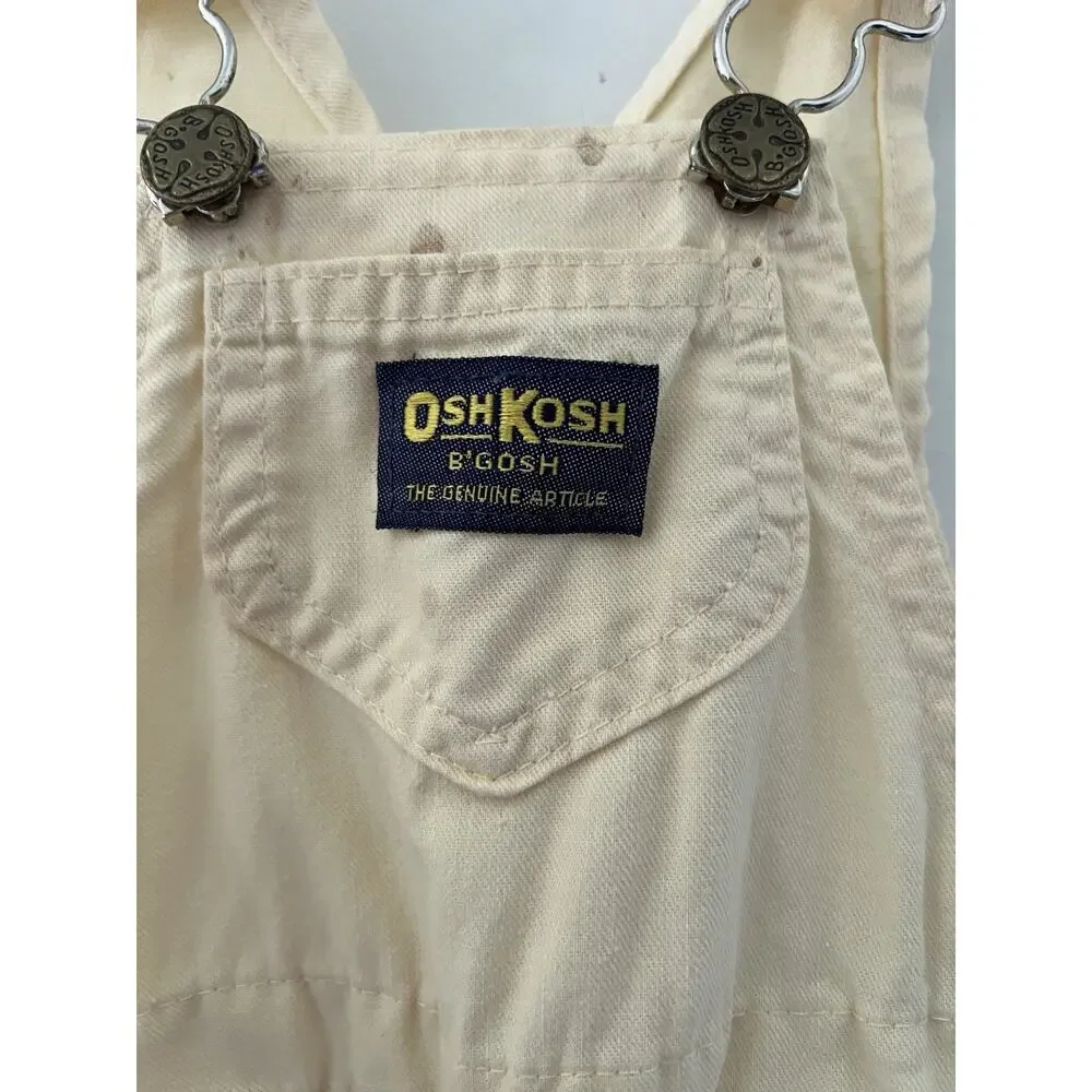 Vintage 80s OshKosh B'Gosh Butter Yellow Overalls Vestbak Jumper Size 18m USA